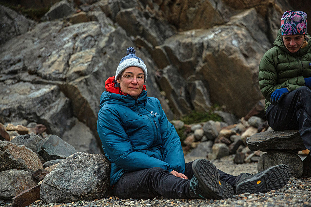 ​Arc'teryx Nuclei SV Parka (sitting on ground at camp)